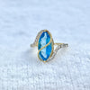 Elegant Natural Blue Topaz in Marquise Shape with Diamonds in 14K Gold Ring image 0