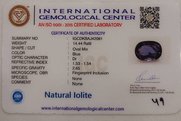 Natural Iolite| Govt. Lab Certified | OvalMix |Blue withCertificate No.: IGCDKBAJ42081 image 2