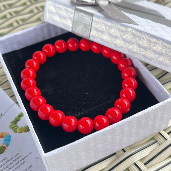 Red Premium Coral Improving Blood Circulation Bracelet For Men & Women image 3