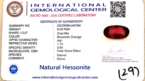 Natural Hessonite Garnet | Oval Mix Cut | Brownish Orange Certificate No.: IGCDKBAJ42784 image 2