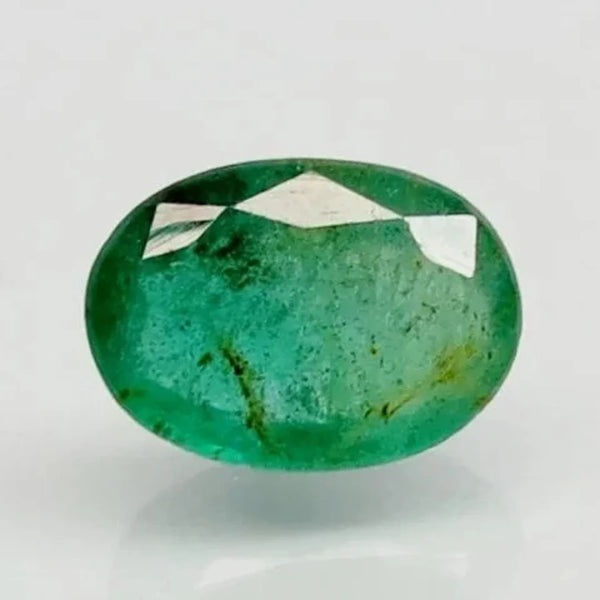 Natural Emerald (Panna) 5.04 ratti oval mixed cut loose gemstone, report no. 6938D27083