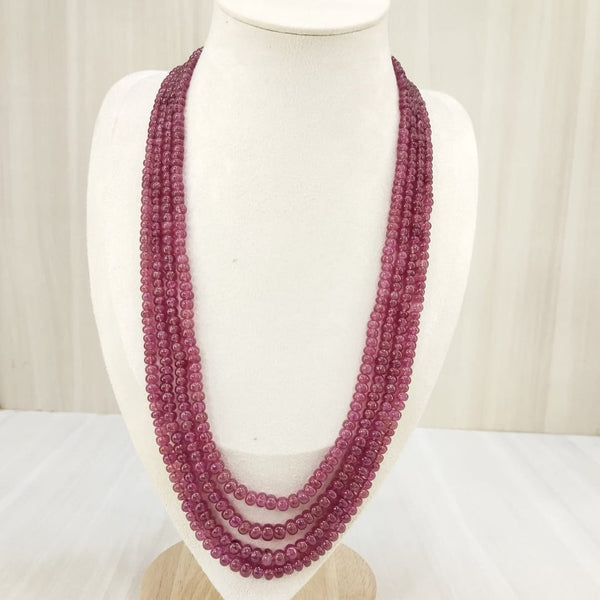Natural ruby four line bead necklace – Tushar Gems