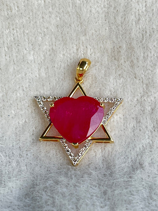 StarHeart Ruby Diamond Pendant in 14K Gold – 15.27 ct Heart-Shaped Ruby & 0.46 ct Natural Diamonds image 0