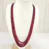 Natural ruby four line beaded necklace, red beads – Tushar Gems