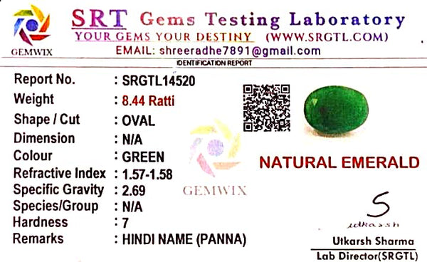 Natural Emerald | Oval| Govt. Lab Certified No. SRGTL14520 image 2