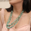 Natural Emerald 2 Line Necklace: A Statement of Grace and Timeless Beauty-EN03 image 1