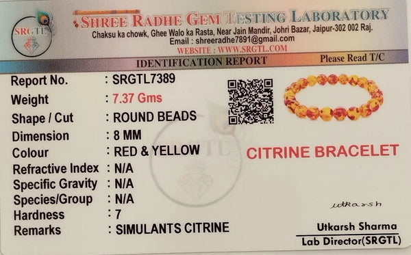 Yellow Premium Citrine Promotes Positivity Emotional Balance Bracelet For Men & Women image 3