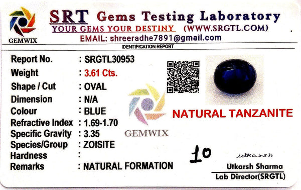 Natural Tanzanite | Cushion | SRT Certified No : SRGTL30953 image 2