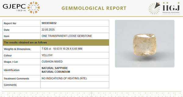 Natural Yellow Sapphire | Cushion Mixed | Untreated | Govt. Lab Certified | 9053D36832 image 1
