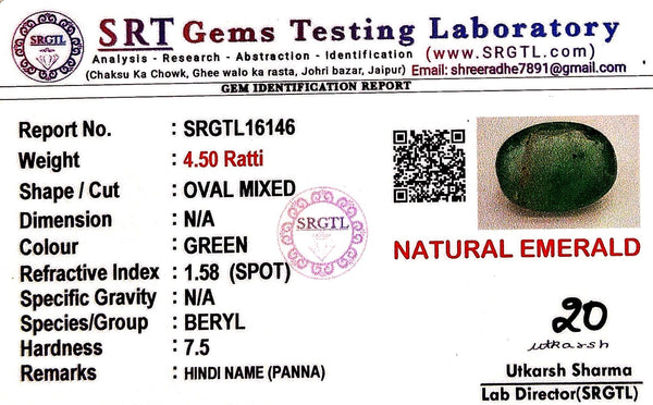 Natural Emerald| Oval Mixed| Govt. Lab Certified No. SRGTL16146 image 2
