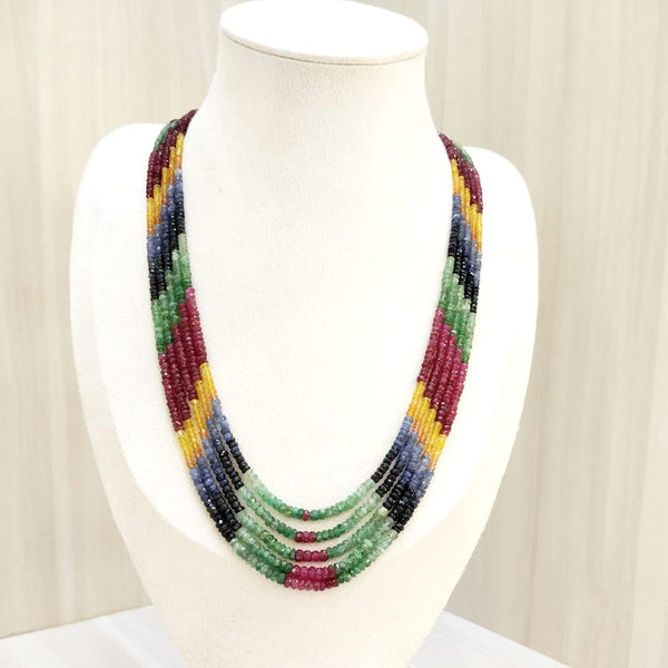 Rainbow multi-stone five line gemstone necklace – Tushar Gems