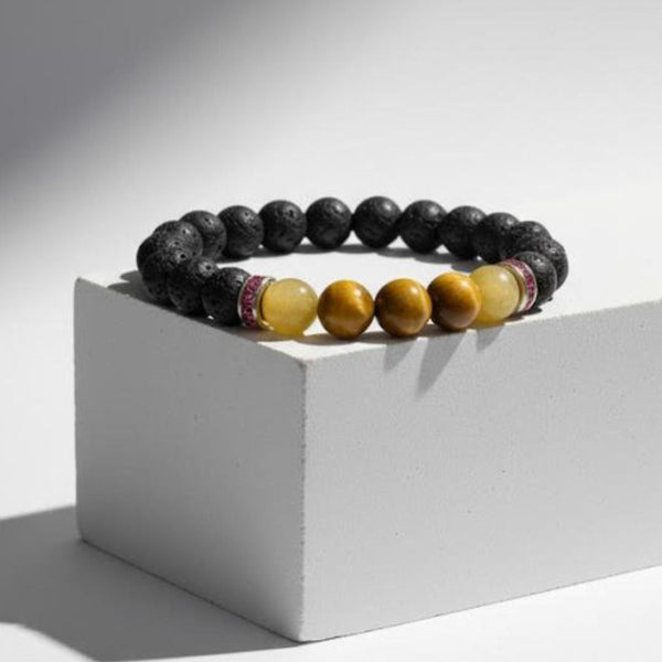 CAT'S EYE WITH LAVA BEADS BRACELET PROTECTION AGAINTS NEGATIVE ENERGY image 2