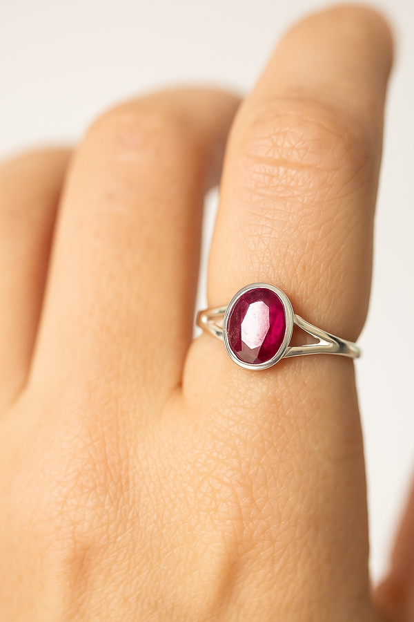 Natural Ruby Ring | Deep Red | Certified Gemstone in Sterling Silver | 50% Off image 1