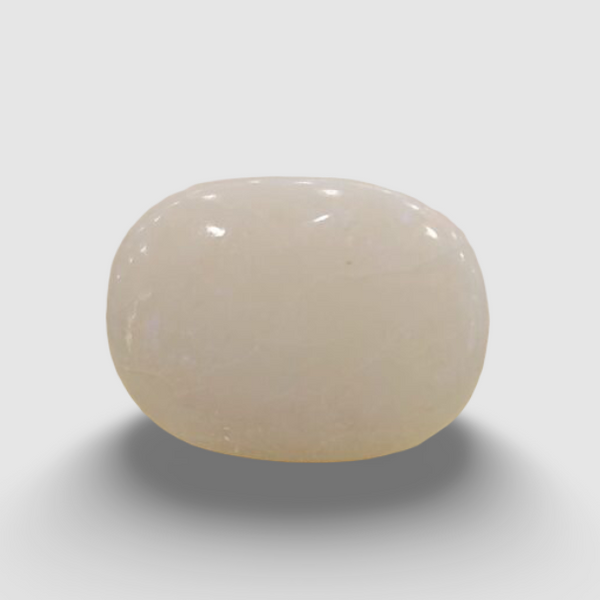 Natural White Opal 12.22 ratti oval cabochon loose gemstone, IGC certified IGCDKBAJ42934