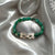 GEMWIX Green Onyx Beaded Bracelet with Crystal-Studded Silver Infinity Clasp, Healing Stone Jewellery for Women image 0