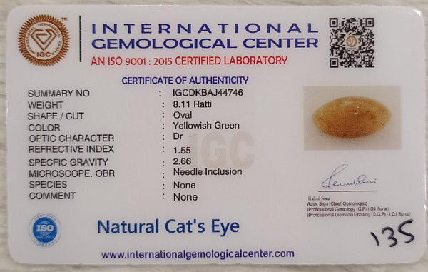 Natural Cat’s Eye: The Stone of Ketu for Protection and Spiritual Growth Summary No IGCDKBAJ44746 image 2