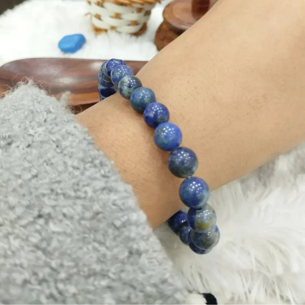 Natural blue lapis lazuli bead bracelet for inner wisdom – Tushar Gems