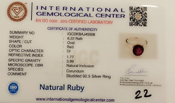 Natural Ruby Ring | Deep Red | Certified Gemstone in Sterling Silver | 50% Off image 2