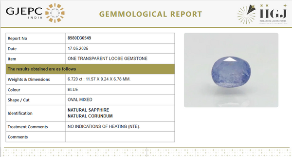 Natural Blue Sapphire | Unheated | Govt. Lab Certified No: 8980D36549 image 1