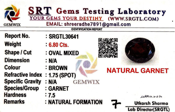 Natural Garnet Oval Mix SRT Certified No : SRGTL30641 image 2