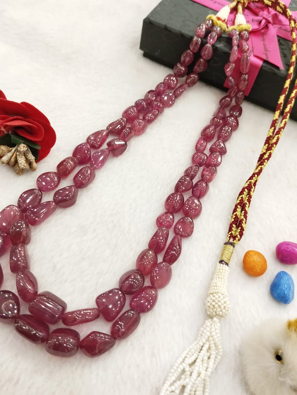 Natural Ruby’s 2line Tumble shape Neclace image 4