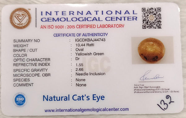 Natural Cat’s Eye: The Stone of Ketu for Protection and Spiritual Growth Summary No IGCDKBAJ44743 image 2