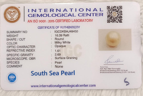 Natural South Sea Pearl – A Symbol of Elegance & Purity Summary No IGCDKBAJ48450 image 2