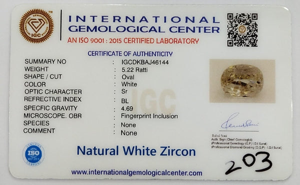 Natural White Zircon| Certified | Oval|Certificate No.: IGCDKBAJ46144 image 2