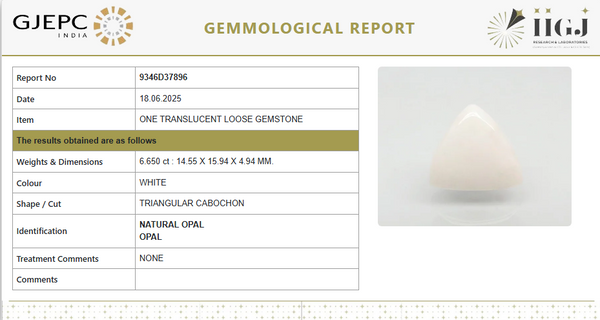 Natural Fire Opal 7.39 Ratti | Govt. Lab Certified | Triangular CabochonNo.: 9346D37896 image 1