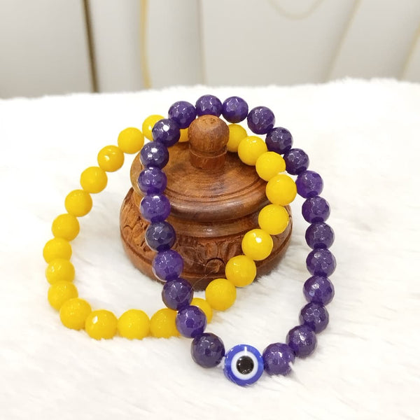 AMETHYST WITH EVIL EYE BRACELET & YELLOW QUARTZ JUPITOR SPIRITUAL AWARENESS image 0