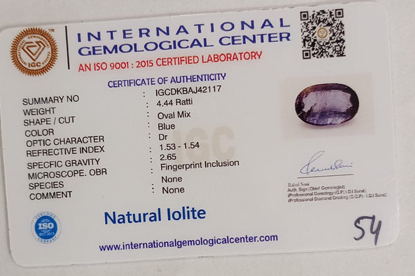 Natural Iolite| Govt. Lab Certified | OvalMix |Blue withCertificate No.: IGCDKBAJ42117 image 2
