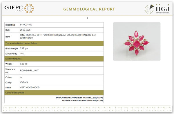 Elegant Natural Ruby with Diamonds in 14K Gold Ring image 2