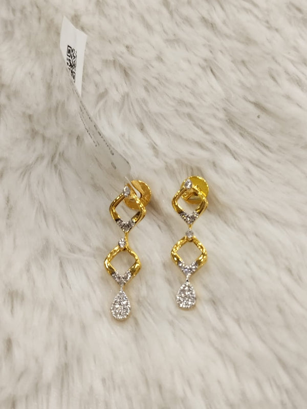 Kisna SIva Collection | Elegant Twist Design Diamond Earrings | 1.66 Gm | 0.19 Carat | 14KT Gold | H-I Color | SI Clarity image 1