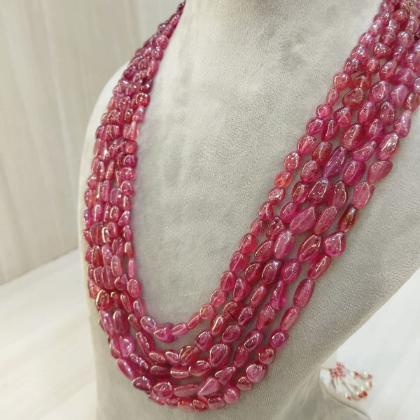 Natural Ruby Tumble Five-Line Beaded Necklace image 2