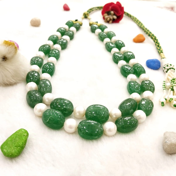 Natural Emerald-Pearl Double Line Necklace: A Masterpiece of Elegance - G.STB0733 image 3