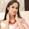 Natural red coral oval single line necklace (04) – Tushar Gems