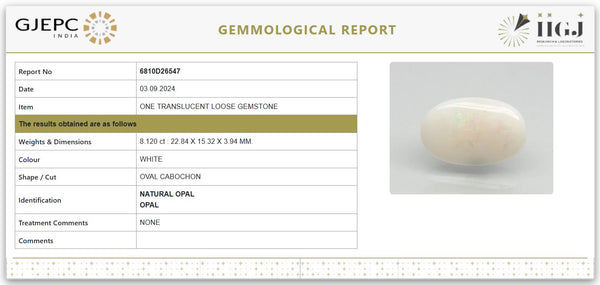 Natural Fire Opal 9.03 Ratti | Govt. Lab Certified | Untreated Oval Cabochon GemstoneNo.: 6810D26547 image 1