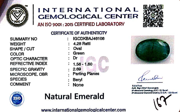 Natural Emerald | Ova Cut | Govt. Lab Certified No. IGCDKBAJ46108 image 2