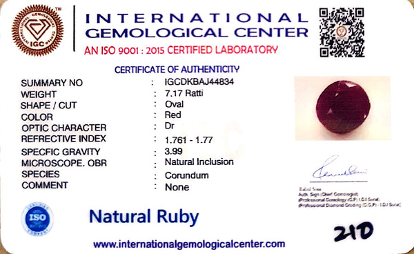 Natural Ruby | Oval Cut | IGC Certified Number: IGCDKBAJ44834 image 2