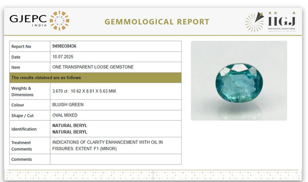 Natural Emerald | Govt. Lab Certified | Oval MixedCut | Green Report No.9498D38436 image 1