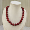 Natural red coral single line round bead necklace – Tushar Gems