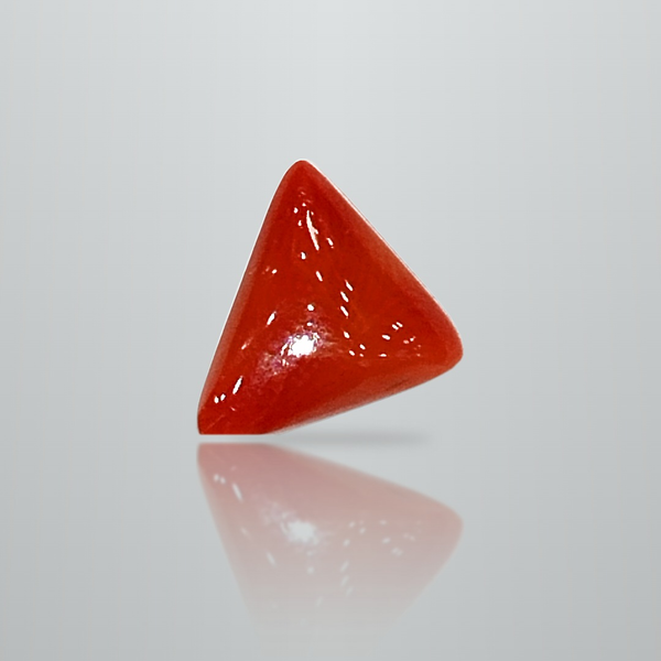 Natural Italian Red Coral (Moonga) triangular cabochon, untreated, certified IGCDKBAJ42436