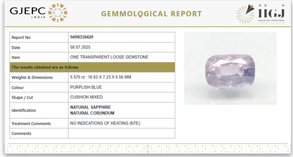 Natural Purplish Blue Sapphire| OvalMixed Cut | Unheated | Govt. Lab Certified 9498D38429 image 1