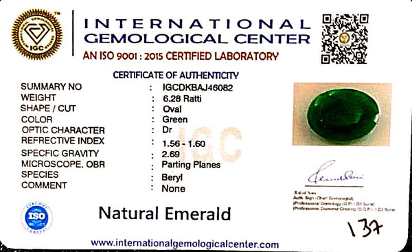 Natural Emerald | Oval | Govt. Lab Certified No. IGCDKBAJ46082 image 2