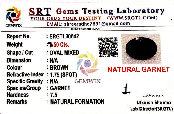 Natural Garnet Oval Mix SRT Certified No : SRGTL30642 image 2