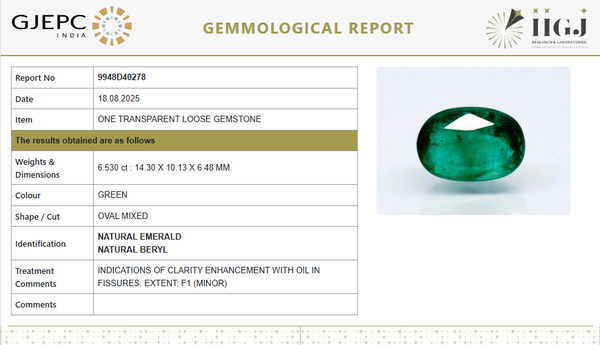 Natural Emerald | Govt. Lab Certified | Oval Mixed Cut | Green 9948D40278 image 1