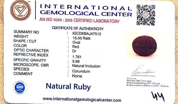Natural Ruby | Certified Oval Red Corundum Gemstone Number: IGCDKBAJ47512 image 2