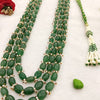 Emerald Beaded Three-Line Necklace: A Regal Symbol of Timeless Beauty -G.STB08 image 2