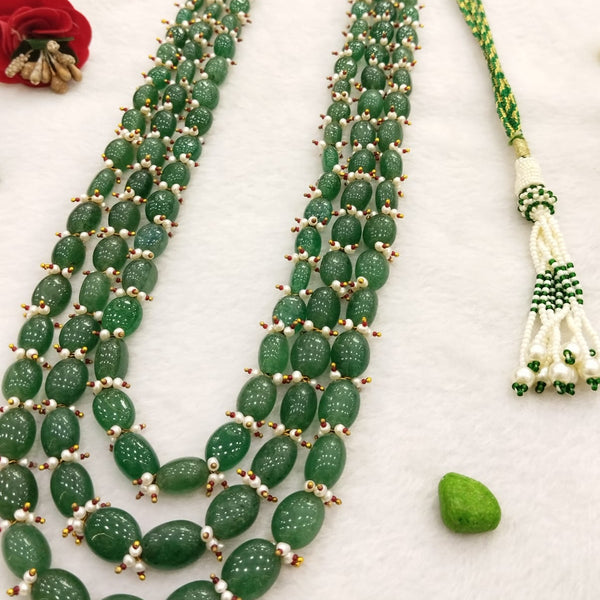 Emerald Beaded Three-Line Necklace: A Regal Symbol of Timeless Beauty -G.STB08 image 2