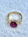 Exquisite Natural Oval Shape Ruby with Diamonds in 14K Gold Ring image 1